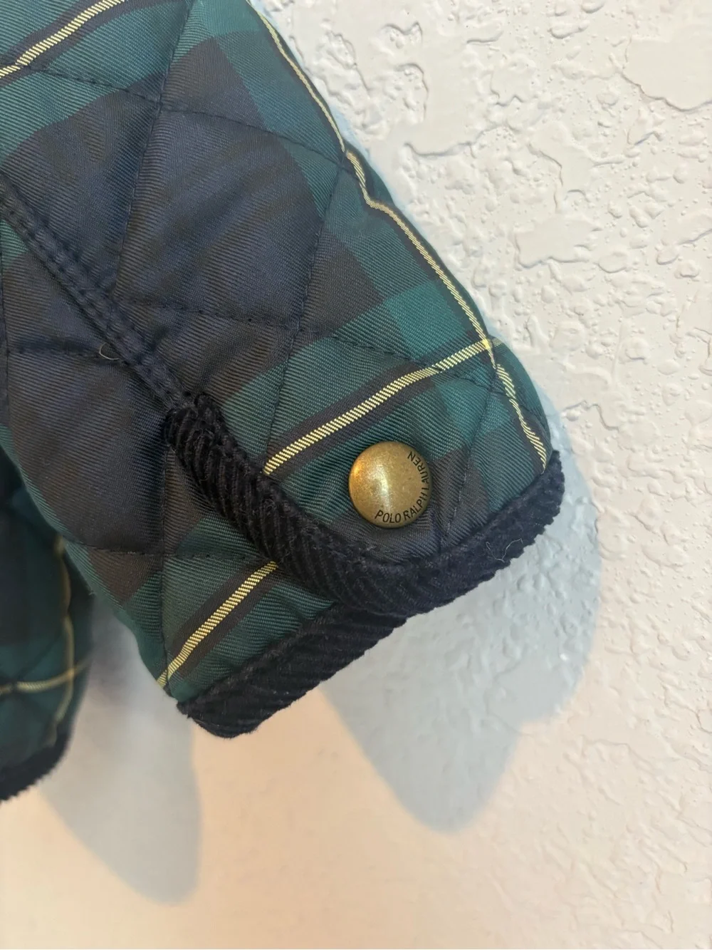 Ralph Lauren Baby 9M Tartan Plaid Quilted Jacket Green Navy Preppy Coat